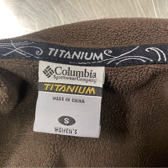 Columbia Titanium Fleece Jacket Womens Size S Small Brown Embroidered Logo - Picture 8 of 12